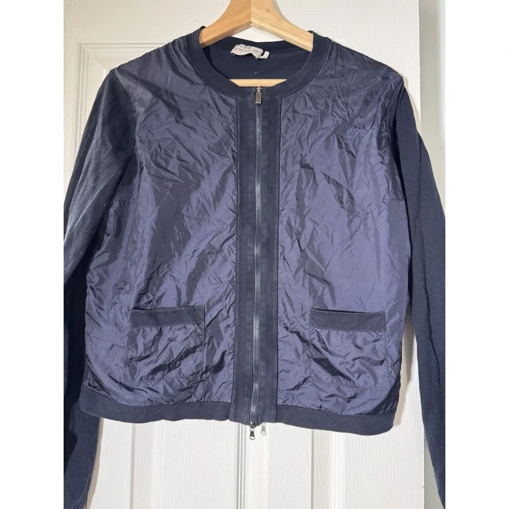 Moncler Bomber Jacket Kids Size L Lightweight Blue Jock Cool Satin Transitional